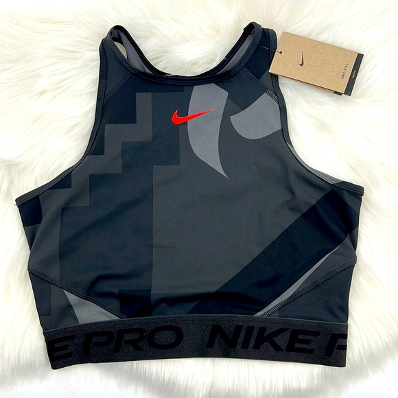 Nike Women's Pro Dri-Fit Cropped Training Tank Top - Black/Gray - New with tags - Picture 2 of 9